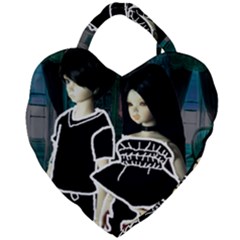 Dolls In Living Room Giant Heart Shaped Tote by snowwhitegirl