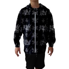 Black And White Ethnic Design Print Kids  Hooded Windbreaker by dflcprintsclothing