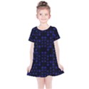 Neon Oriental Characters Print Pattern Kids  Simple Cotton Dress View1