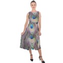 Peacock Bird Pattern Midi Tie-Back Chiffon Dress View1