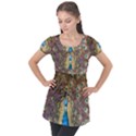 Peacock Feather Peacock Feather Puff Sleeve Tunic Top View1