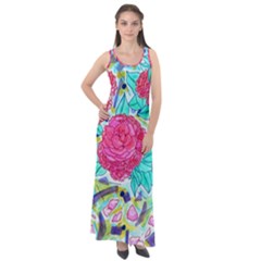 Roses And Movie Theater Carpet Sleeveless Velour Maxi Dress by okhismakingart