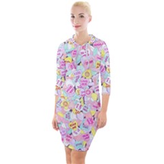 Candy Hearts (sweet Hearts-inspired) Quarter Sleeve Hood Bodycon Dress by okhismakingart