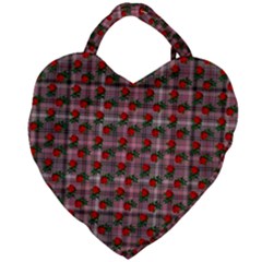 Roses Pink Plaid Giant Heart Shaped Tote by snowwhitegirl