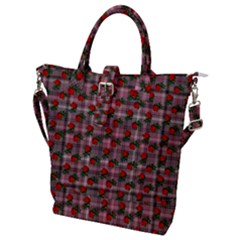 Roses Pink Plaid Buckle Top Tote Bag by snowwhitegirl