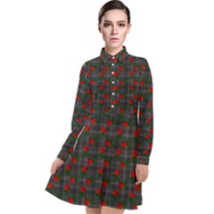 Roses Black Plaid Long Sleeve Chiffon Shirt Dress by snowwhitegirl