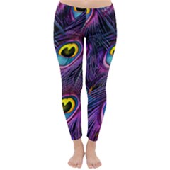 Peacock Feathers Purple Classic Winter Leggings by snowwhitegirl