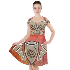 Wonderful Dragon On A Shield With Wings Cap Sleeve Midi Dress by FantasyWorld7