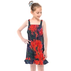 Neon Orange Butterfly Weed Kids  Overall Dress by okhismakingart