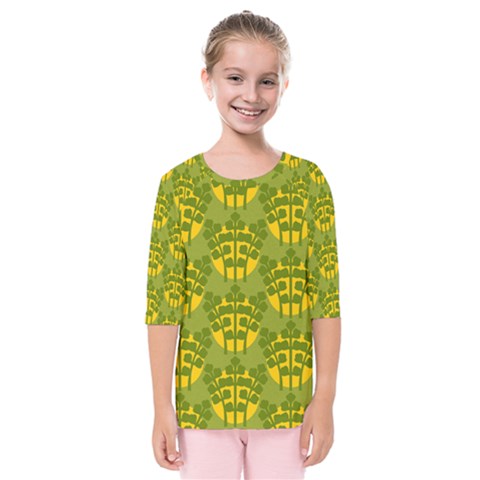 Texture Plant Herbs Green Kids  Quarter Sleeve Raglan Tee by Mariart