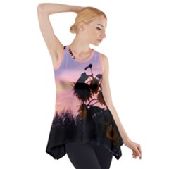 Sunflower Sunset Ii Side Drop Tank Tunic by okhismakingart