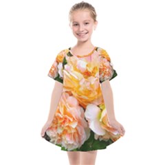 Bunch Of Orange And Pink Roses Kids  Smock Dress by okhismakingart