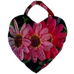 Three Dripping Flowers Giant Heart Shaped Tote by okhismakingart