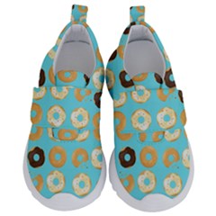 Donuts Pattern With Bites Bright Pastel Blue And Brown Kids  Velcro No Lace Shoes by genx