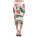 Tropical Watermelon Leaves Pink and green jungle leaves retro Hawaiian style Midi Pencil Skirt View1