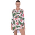 Tropical Watermelon Leaves Pink and green jungle leaves retro Hawaiian style Asymmetric Cut-Out Shift Dress View1