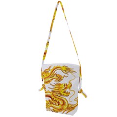 Chinese Dragon Golden Folding Shoulder Bag by Sudhe