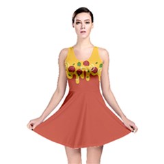 Pizza Topping Funny Modern Yellow Melting Cheese And Pepperonis Reversible Skater Dress by genx