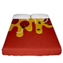 Pizza Topping funny modern yellow melting cheese and pepperonis Fitted Sheet (Queen Size) View1