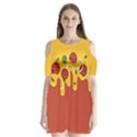 Pizza Topping funny modern yellow melting cheese and pepperonis Shoulder Cutout Velvet One Piece View1