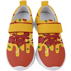 Pizza Topping Funny Modern Yellow Melting Cheese And Pepperonis Kids  Velcro Strap Shoes by genx