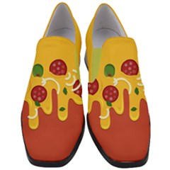 Pizza Topping Funny Modern Yellow Melting Cheese And Pepperonis Slip On Heel Loafers by genx