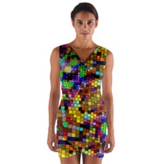 Color Mosaic Background Wall Wrap Front Bodycon Dress by Pakrebo