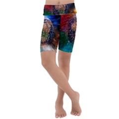 Network Earth Block Chain Globe Kids  Lightweight Velour Cropped Yoga Leggings by Pakrebo