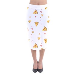 Pizza Pattern Pepperoni Cheese Funny Slices Velvet Midi Pencil Skirt by genx