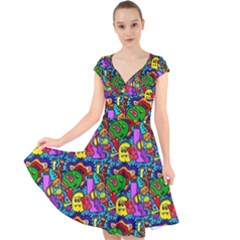 Graffiti 3 1 Cap Sleeve Front Wrap Midi Dress by ArtworkByPatrick