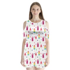 Popsicle Juice Watercolor With Fruit Berries And Cherries Summer Pattern Shoulder Cutout Velvet One Piece by genx