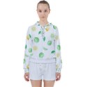 Lemon and limes yellow green watercolor fruits with citrus leaves Pattern Women s Tie Up Sweat View1