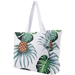 Pineapple Tropical Jungle Giant Green Leaf Watercolor Pattern Simple Shoulder Bag by genx