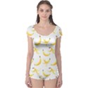 Yellow Banana and peels pattern with polygon retro style Boyleg Leotard  View1