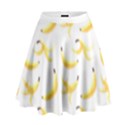 Yellow Banana and peels pattern with polygon retro style High Waist Skirt View1