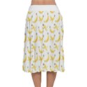 Yellow Banana and peels pattern with polygon retro style Velvet Flared Midi Skirt View2