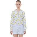 Yellow Banana and peels pattern with polygon retro style Women s Tie Up Sweat View1