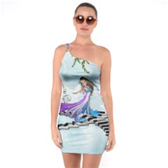 Cute Fairy Dancing On A Piano One Soulder Bodycon Dress by FantasyWorld7