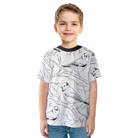 Birds Hand Drawn Outline Black And White Vintage Ink Kids  Sport Mesh Tee by genx