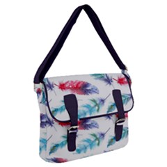 Feathers Boho Style Purple Red And Blue Watercolor Buckle Messenger Bag by genx