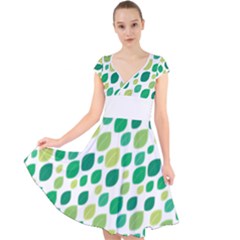 Leaves Green Modern Pattern Naive Retro Leaf Organic Cap Sleeve Front Wrap Midi Dress by genx