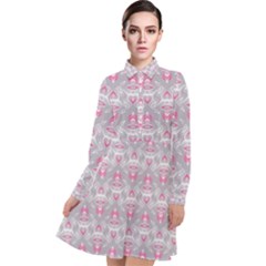 Seamless Pattern Background Long Sleeve Chiffon Shirt Dress by HermanTelo