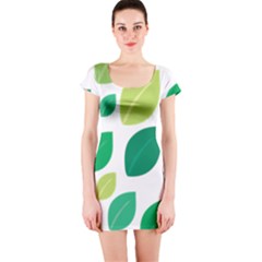 Leaves Green Modern Pattern Naive Retro Leaf Organic Short Sleeve Bodycon Dress by genx