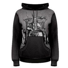 Odin On His Throne With Ravens Wolf On Black Stone Texture Women s Pullover Hoodie by snek