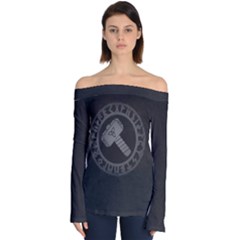 Thor Hammer With Runes Valhalla Tristella Viking Norse Mythology Mjolnir  Off Shoulder Long Sleeve Top by snek