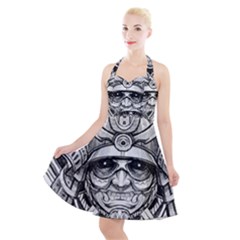 Drawing Samurai Tattoo Sketch Japanese Samurai Halter Party Swing Dress  by Sudhe