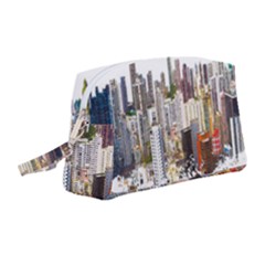 Hong Kong Skyline Watercolor Painting Poster Wristlet Pouch Bag (medium) by Sudhe