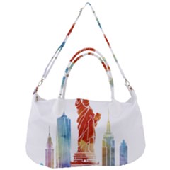 New York City Poster Watercolor Painting Illustrat Removal Strap Handbag by Sudhe