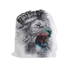 Lion King Head Drawstring Pouch (xl) by Sudhe