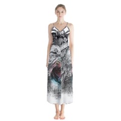 Lion King Head Button Up Chiffon Maxi Dress by Sudhe